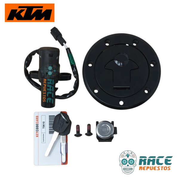 KIT CHAPA ENCENDIDO COMPLETO KTM RC 200 RC 390 MOD. NUEVOS