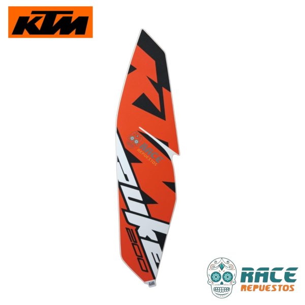 CALCOMANIA DERECHA NARANJA KTM DUKE 200 2017-2019 (ESTANQUE)