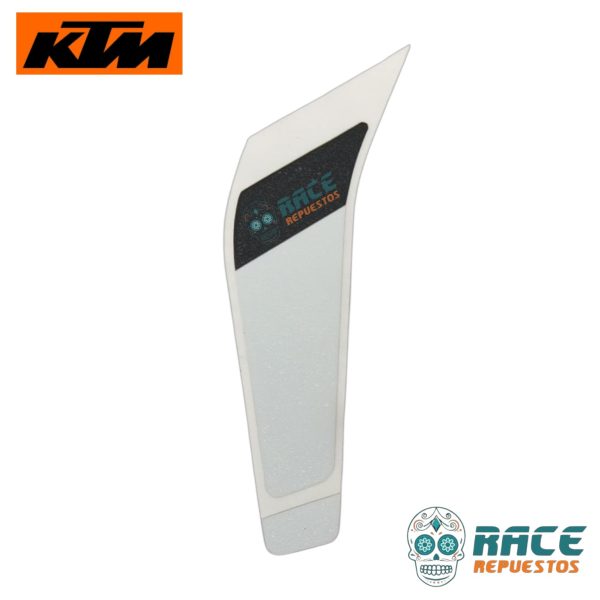 CALCOMANIA IZQUIERDA BLANCA KTM DUKE 200 2017-2019 (ESTANQUE)