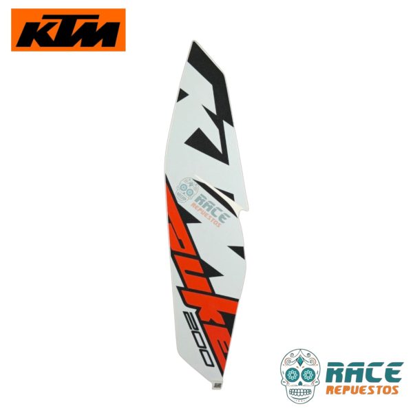 CALCOMANIA DERECHA BLANCA KTM DUKE 200 2017-2019 (ESTANQUE)